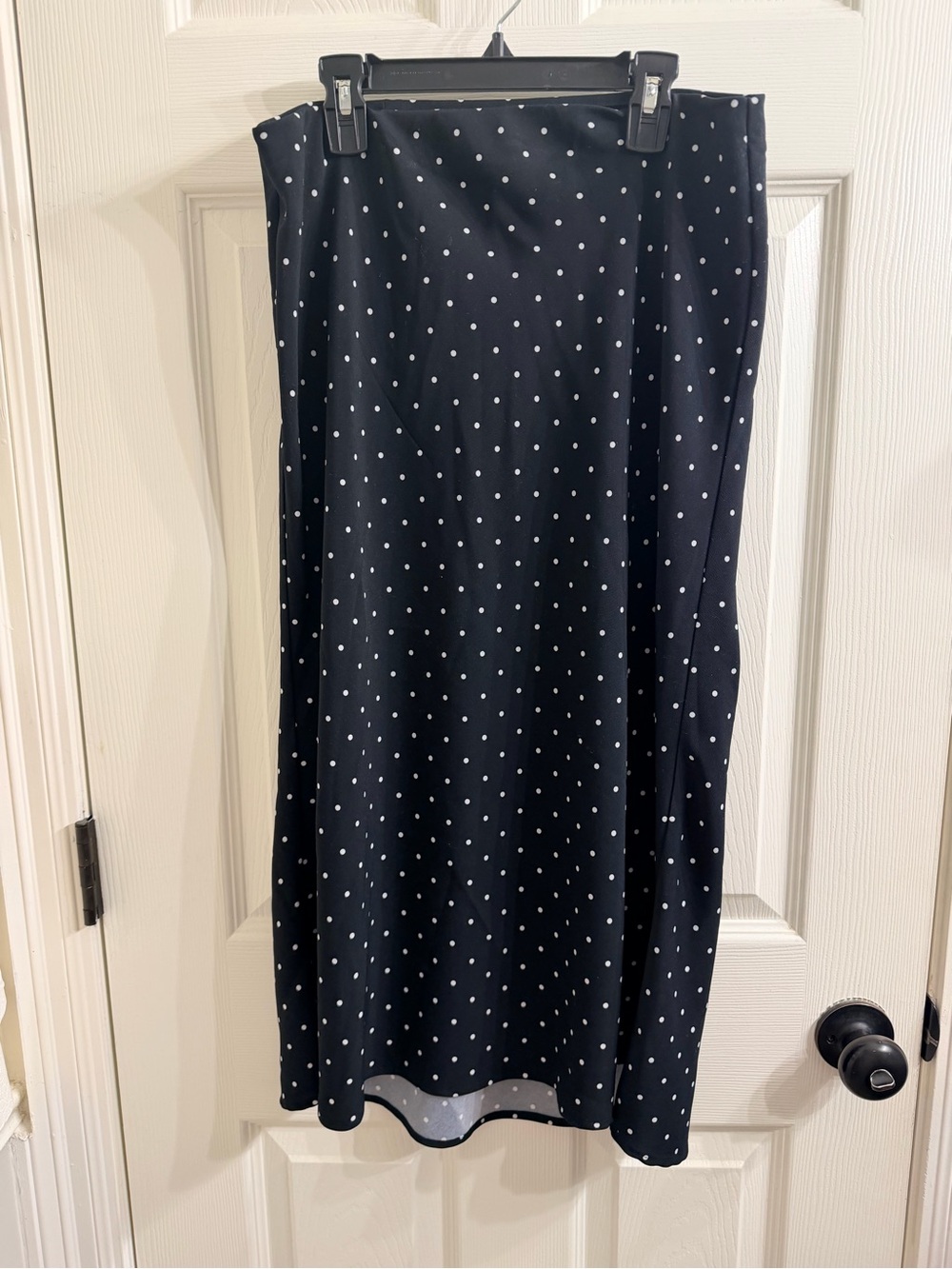 Rachel Zoe Black Midi Skirt with White Polka Dots
